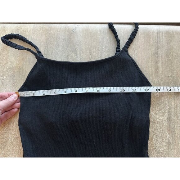 Bassike Thin Gathered Strap Maxi Dress Ribbed Drop Waist Black Size 1 or US 4 - Picture 7 of 10